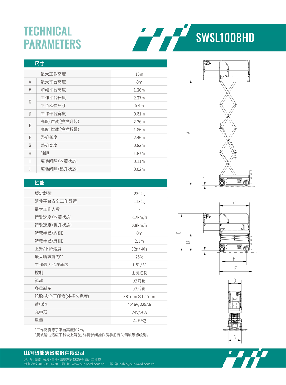 SWSL1008HD 電動液驅剪叉式高空作業(yè)平臺